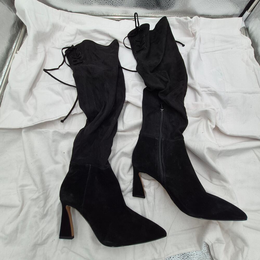 NEW Vince Camuto Taplana over-the-knee boots black suede Leather size 9.5M - Picture 1 of 6